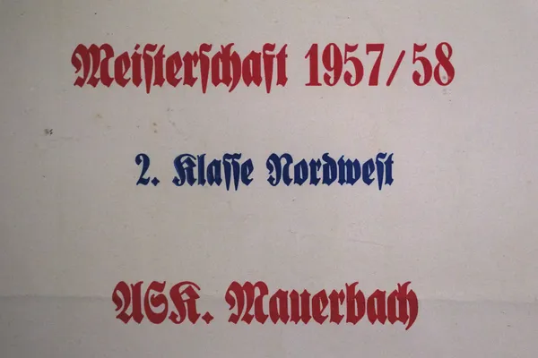 Urkunde des Meistertitels 2. Klasse Nordwest 1957/1958